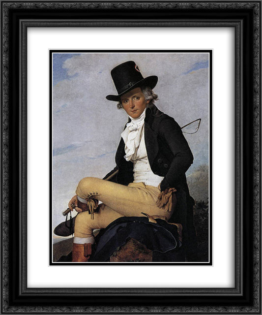 Portrait of Pierre Seriziat the artist's brother-in-law 20x24 Black Ornate Wood Framed Art Print Poster with Double Matting by David, Jacques Louis