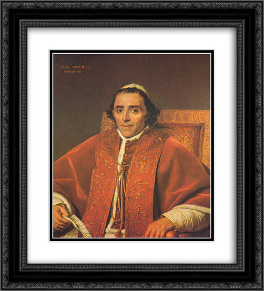 Portrait of Pope Pius VII 20x22 Black Ornate Wood Framed Art Print Poster with Double Matting by David, Jacques Louis