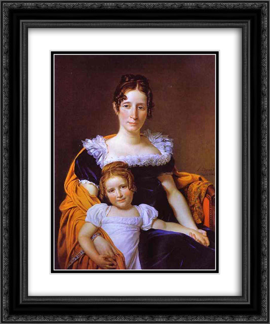 Portrait of the Countess Vilain XIIII and Her Daughter 20x24 Black Ornate Wood Framed Art Print Poster with Double Matting by David, Jacques Louis