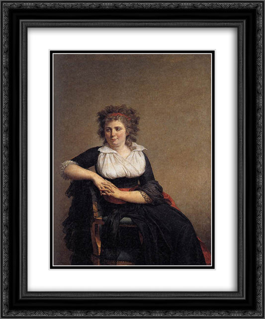 Robertine Tourteau, Marquise d'Orvilliers 20x24 Black Ornate Wood Framed Art Print Poster with Double Matting by David, Jacques Louis