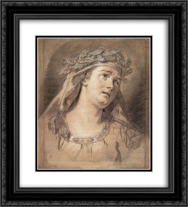 Sorrow 20x22 Black Ornate Wood Framed Art Print Poster with Double Matting by David, Jacques Louis