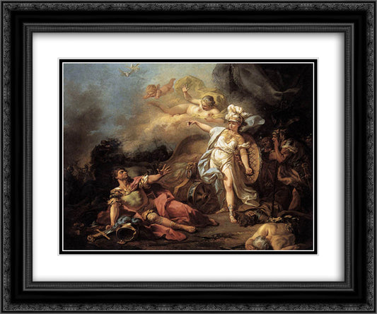 The Combat of Mars and Minerva 24x20 Black Ornate Wood Framed Art Print Poster with Double Matting by David, Jacques Louis