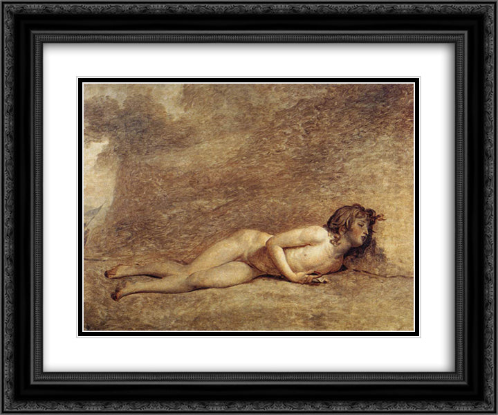 The Death of Bara 24x20 Black Ornate Wood Framed Art Print Poster with Double Matting by David, Jacques Louis