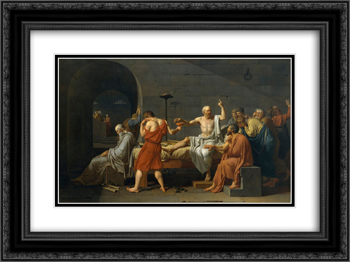 The Death of Socrates 24x18 Black Ornate Wood Framed Art Print Poster with Double Matting by David, Jacques Louis