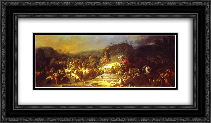 The Funeral of Patroclus 24x14 Black Ornate Wood Framed Art Print Poster with Double Matting by David, Jacques Louis