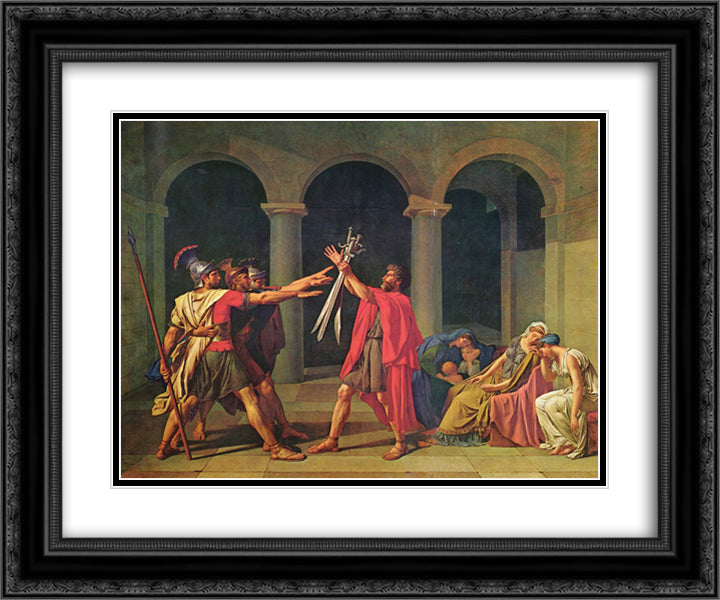 The Oath of Horatii 24x20 Black Ornate Wood Framed Art Print Poster with Double Matting by David, Jacques Louis