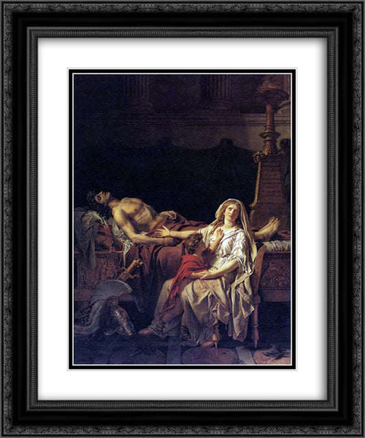 The Pain of Andromache 20x24 Black Ornate Wood Framed Art Print Poster with Double Matting by David, Jacques Louis