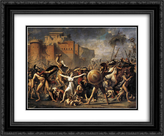 The Sabine Women 24x20 Black Ornate Wood Framed Art Print Poster with Double Matting by David, Jacques Louis