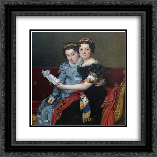 The Sisters Zenaide and Charlotte-Bonaparte 20x20 Black Ornate Wood Framed Art Print Poster with Double Matting by David, Jacques Louis