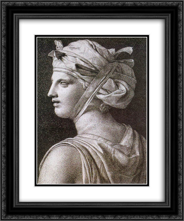 Woman in a Turban 20x24 Black Ornate Wood Framed Art Print Poster with Double Matting by David, Jacques Louis