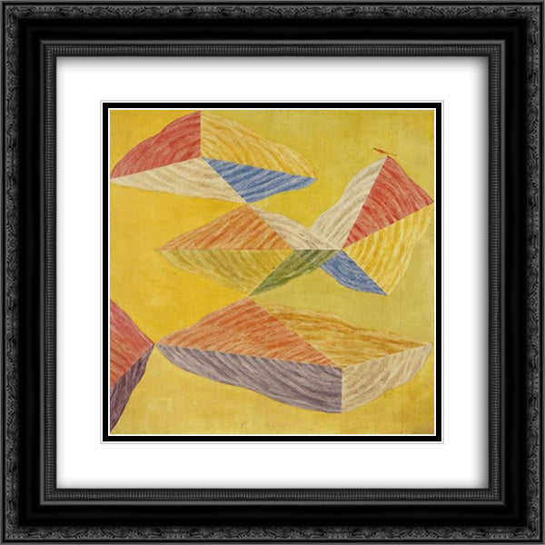 Bird, Tree and Mountain 20x20 Black Ornate Wood Framed Art Print Poster with Double Matting by Swaminathan, Jagdish
