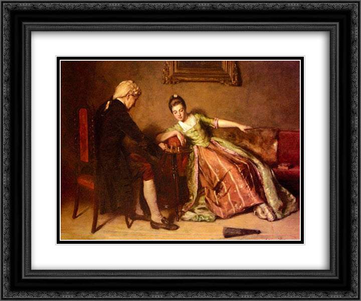 A Game Of Chess 24x20 Black Ornate Wood Framed Art Print Poster with Double Matting by Hamilton, James