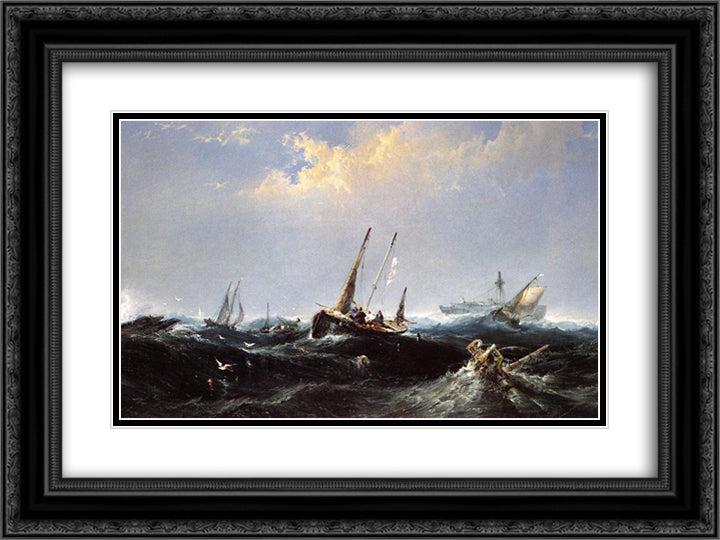 After the Storm on the Coast of Newfoundland 24x18 Black Ornate Wood Framed Art Print Poster with Double Matting by Hamilton, James
