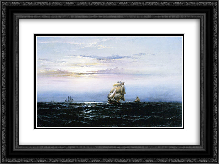 Delaware Bay 24x18 Black Ornate Wood Framed Art Print Poster with Double Matting by Hamilton, James