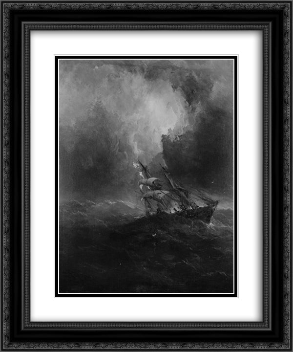 Foundering 20x24 Black Ornate Wood Framed Art Print Poster with Double Matting by Hamilton, James