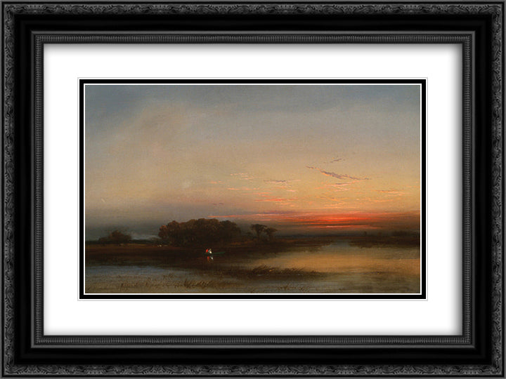 In theSalt Marshes of N. J. 24x18 Black Ornate Wood Framed Art Print Poster with Double Matting by Hamilton, James