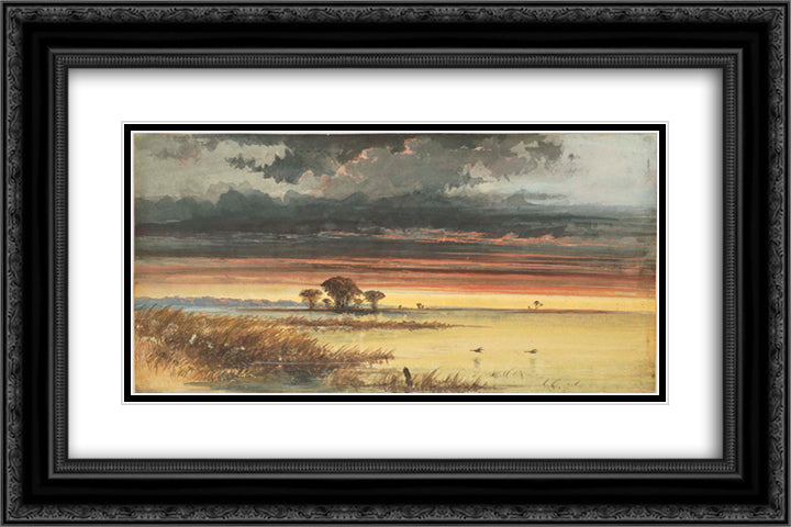 Marches, New Jersey 24x16 Black Ornate Wood Framed Art Print Poster with Double Matting by Hamilton, James