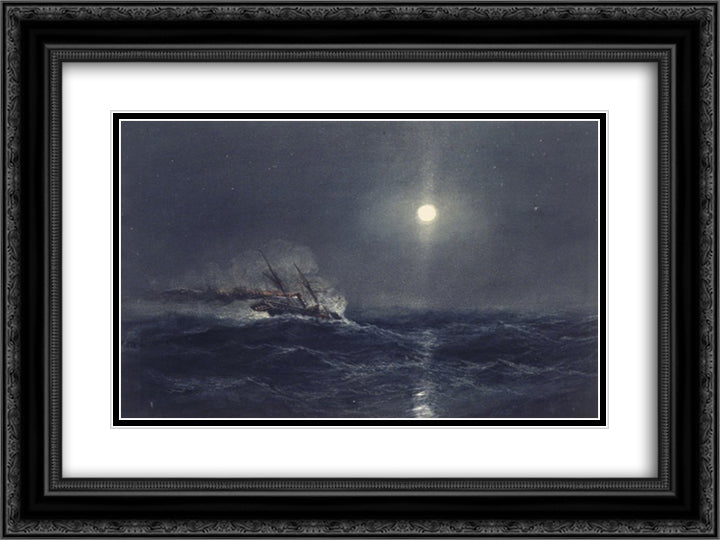 Marine 24x18 Black Ornate Wood Framed Art Print Poster with Double Matting by Hamilton, James