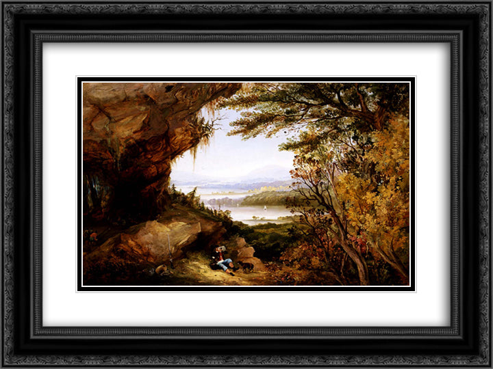 Scene on the Hudson (Rip Van Winkle) 24x18 Black Ornate Wood Framed Art Print Poster with Double Matting by Hamilton, James