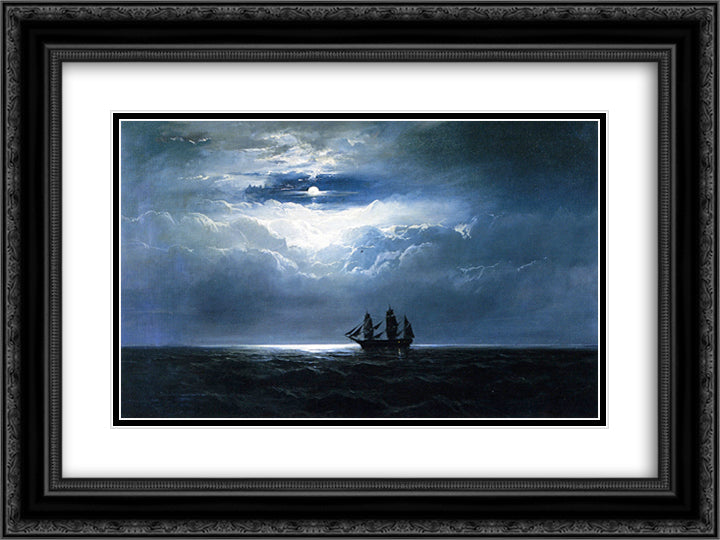The Convict Ship T.K. Hervey 24x18 Black Ornate Wood Framed Art Print Poster with Double Matting by Hamilton, James