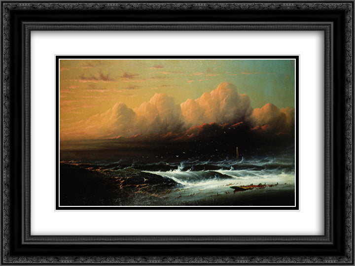 What Are The Wild Waves Saying 24x18 Black Ornate Wood Framed Art Print Poster with Double Matting by Hamilton, James