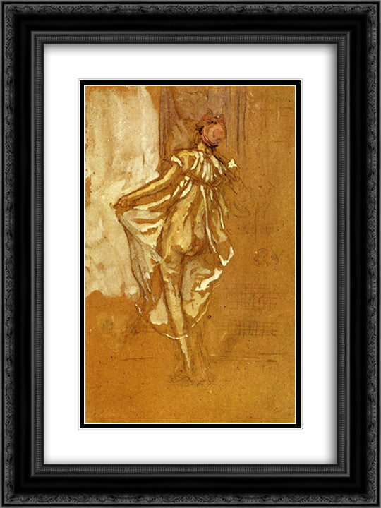 A Dancing Woman in a Pink Robe Seen from the Back 18x24 Black Ornate Wood Framed Art Print Poster with Double Matting by Whistler, James McNeill