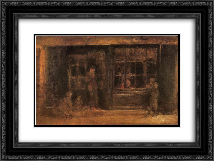 A Shop 24x18 Black Ornate Wood Framed Art Print Poster with Double Matting by Whistler, James McNeill