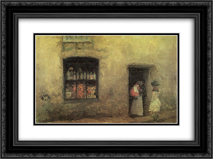 An Orange Note Sweet Shop 24x18 Black Ornate Wood Framed Art Print Poster with Double Matting by Whistler, James McNeill