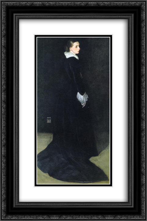 Arrangement in Black, No. 2 Portrait of Mrs. Louis Huth 16x24 Black Ornate Wood Framed Art Print Poster with Double Matting by Whistler, James McNeill