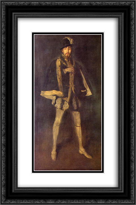 Arrangement in Black, No. 3 Sir Henry Irving as Philip II of Spain 16x24 Black Ornate Wood Framed Art Print Poster with Double Matting by Whistler, James McNeill