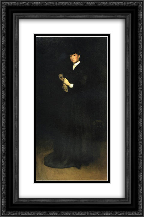 Arrangement in Black, No. 8 Portrait of Mrs. Cassatt 16x24 Black Ornate Wood Framed Art Print Poster with Double Matting by Whistler, James McNeill