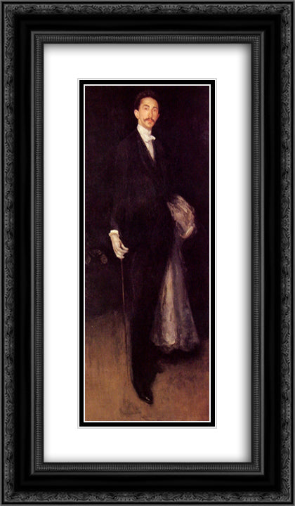 Arrangement in Black and Gold 14x24 Black Ornate Wood Framed Art Print Poster with Double Matting by Whistler, James McNeill