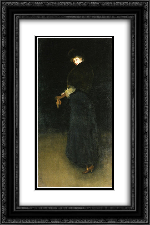 Arrangement in Black The Lady in the Yellow Buskin 16x24 Black Ornate Wood Framed Art Print Poster with Double Matting by Whistler, James McNeill