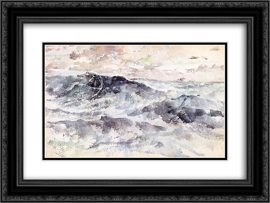 Arrangement in Blue and Silver - The Great Sea 24x18 Black Ornate Wood Framed Art Print Poster with Double Matting by Whistler, James McNeill