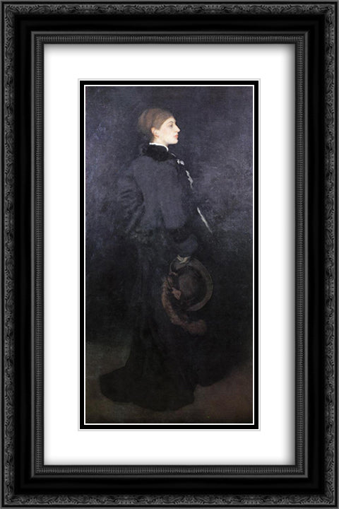 Arrangement in Brown and Black. Portrait of Miss Rosa Corder 16x24 Black Ornate Wood Framed Art Print Poster with Double Matting by Whistler, James McNeill