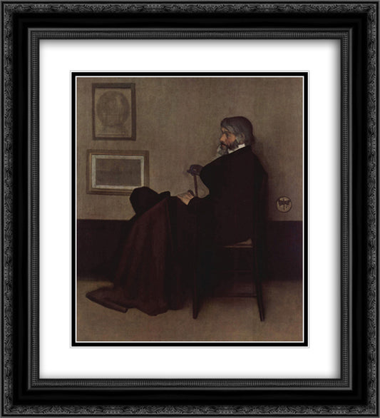 Arrangement in Grey and Black, No.2 Portrait of Thomas Carlyle 20x22 Black Ornate Wood Framed Art Print Poster with Double Matting by Whistler, James McNeill