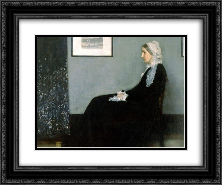 Arrangement in Grey and Black No.1, Portrait of the Artist's Mother 24x20 Black Ornate Wood Framed Art Print Poster with Double Matting by Whistler, James McNeill