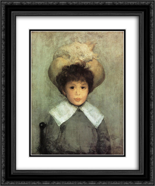 Arrangement in Grey Portrait of Master Stephen Manuel 20x24 Black Ornate Wood Framed Art Print Poster with Double Matting by Whistler, James McNeill