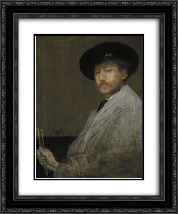 Arrangement in Grey Portrait of the Painter 20x24 Black Ornate Wood Framed Art Print Poster with Double Matting by Whistler, James McNeill