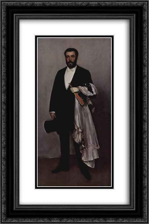 Arrangement in Light Pink and Black Portrait of Theodore Duret 16x24 Black Ornate Wood Framed Art Print Poster with Double Matting by Whistler, James McNeill