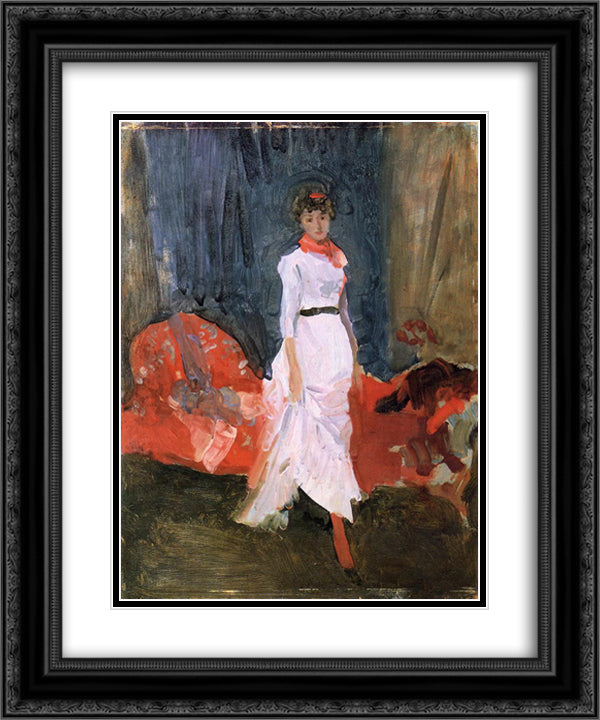 Arrangement in Pink, Red and Purple 20x24 Black Ornate Wood Framed Art Print Poster with Double Matting by Whistler, James McNeill