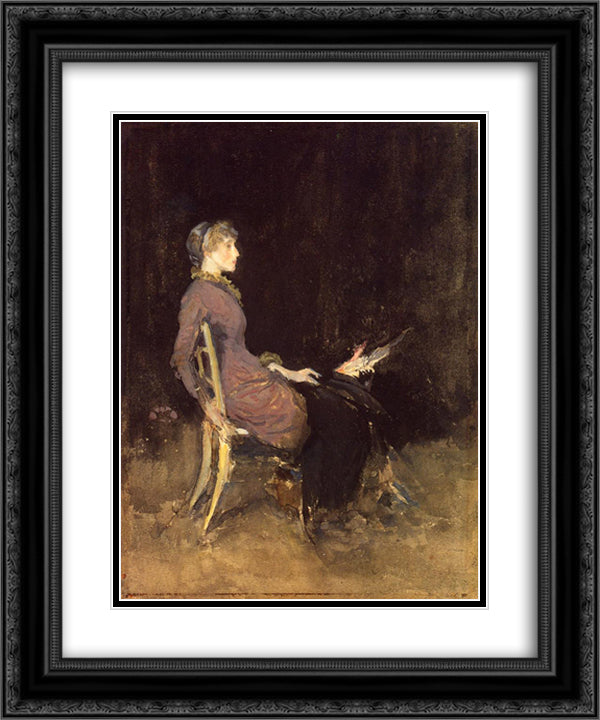 Black and Red 20x24 Black Ornate Wood Framed Art Print Poster with Double Matting by Whistler, James McNeill