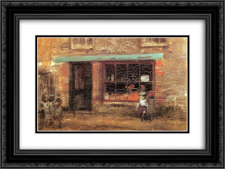 Blue and Orange The Sweet Shop 24x18 Black Ornate Wood Framed Art Print Poster with Double Matting by Whistler, James McNeill