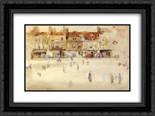 Chelsea Shops 24x18 Black Ornate Wood Framed Art Print Poster with Double Matting by Whistler, James McNeill