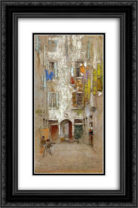 Corte del Paradiso 16x24 Black Ornate Wood Framed Art Print Poster with Double Matting by Whistler, James McNeill