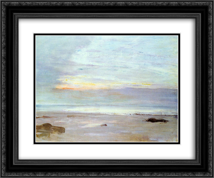 Crepuscule in Opal Trouville 24x20 Black Ornate Wood Framed Art Print Poster with Double Matting by Whistler, James McNeill