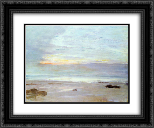 Crepuscule in Opal Trouville 24x20 Black Ornate Wood Framed Art Print Poster with Double Matting by Whistler, James McNeill