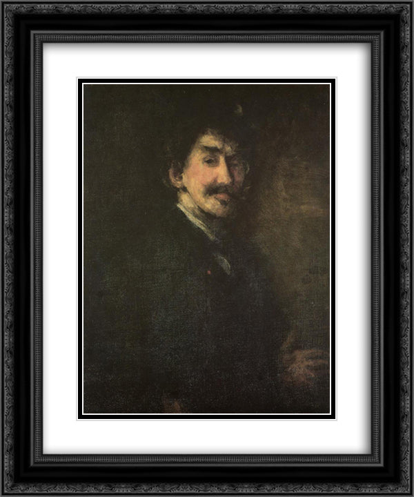 Gold and Brown (Self portrait) 20x24 Black Ornate Wood Framed Art Print Poster with Double Matting by Whistler, James McNeill