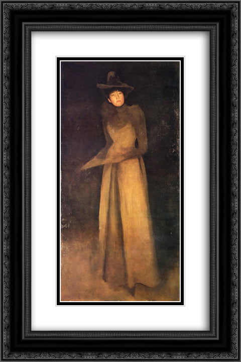 Harmony in Brown The Felt Hat 16x24 Black Ornate Wood Framed Art Print Poster with Double Matting by Whistler, James McNeill