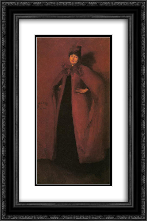 Harmony in Red Lamplight 16x24 Black Ornate Wood Framed Art Print Poster with Double Matting by Whistler, James McNeill